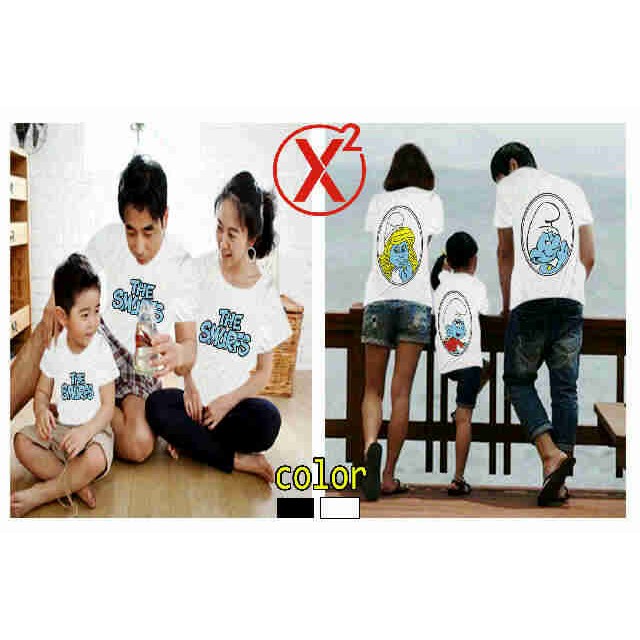 Baju Kaos Family SMURF - WHITE