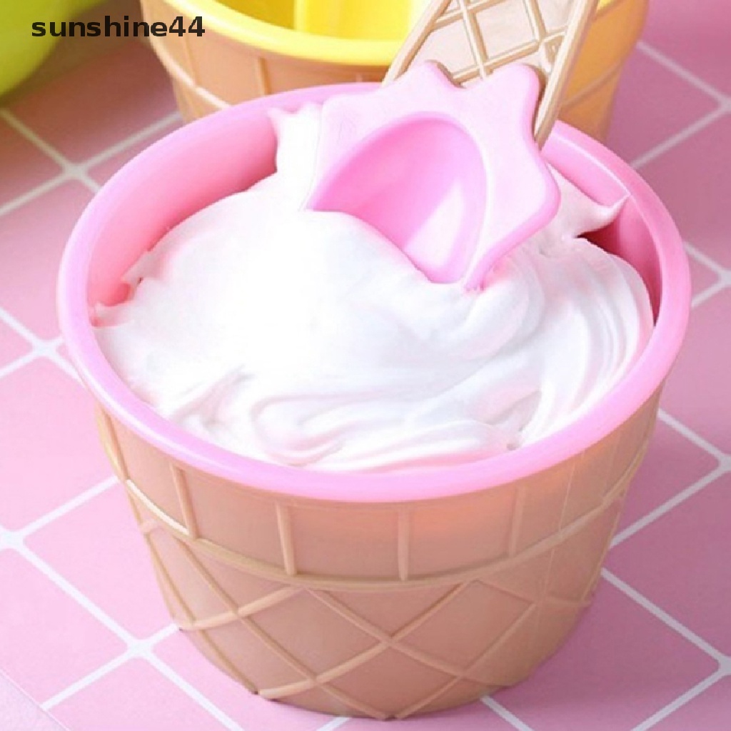 Sunshine Mangkuk Es Krim / Dessert Dengan Sendok, 6 Warna