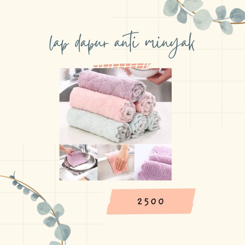 Kain Lap Dapur Anti Minyak Serbet Dapur Lap Microfiber Kain Lap Piring Coral Fleece