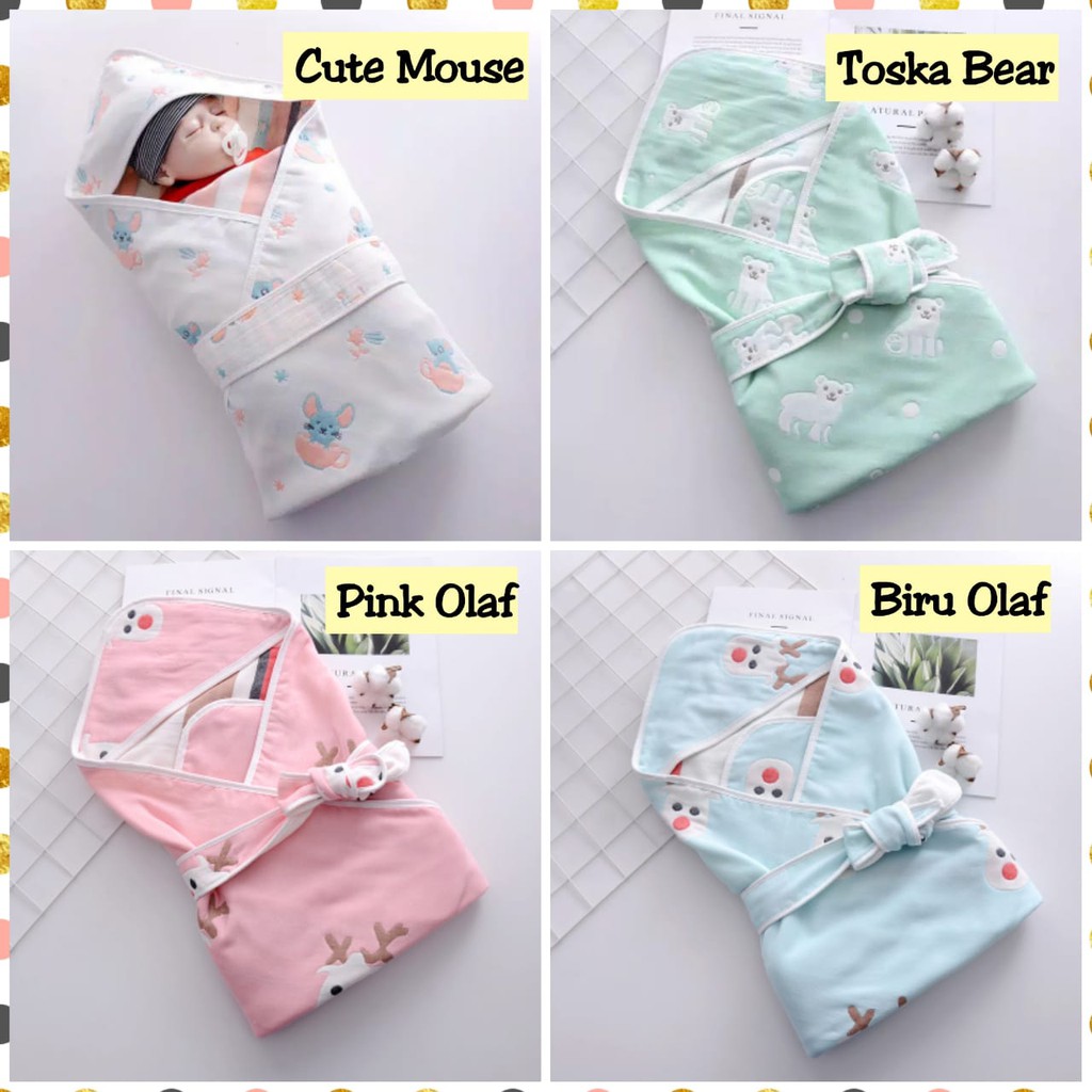 Selimut Topi Bayi Baru Lahir Newborn Impor Lembut /Selimut Hoodie Bayi Tebal Motif Lucu Baby Blanket Hoodie Selimut Bedongan Bayi Laki Laki Perempuan