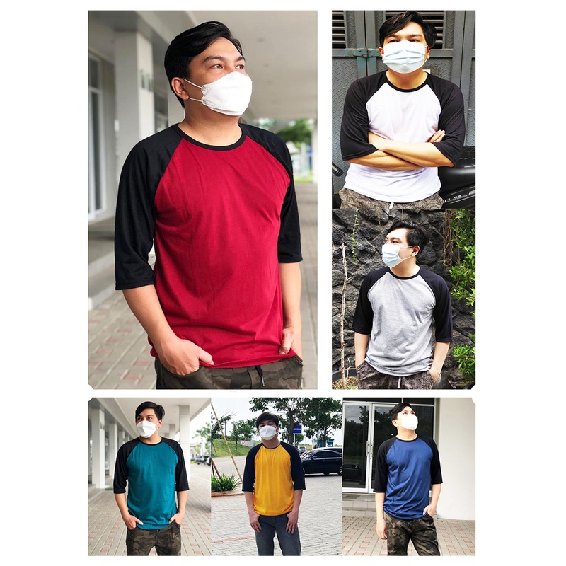 Kaos Raglan Pria Lengan 3per4