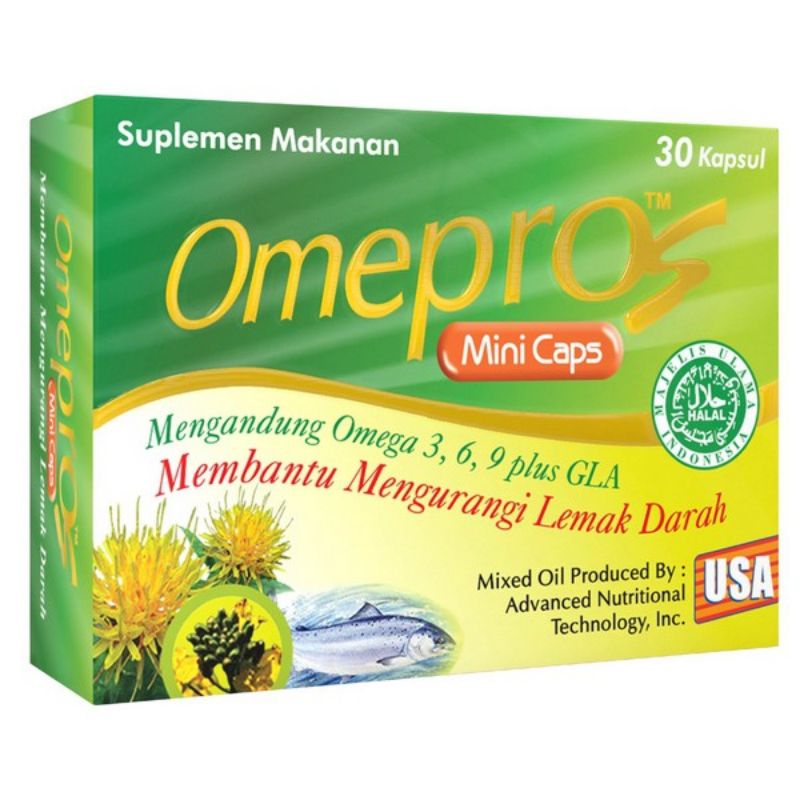 [ 10 / 30 Kapsul ] OMEPROS Minicaps Mini Caps Omega 3, 6, 9 plus GLA Original USA 30 & 10 kapsul Men