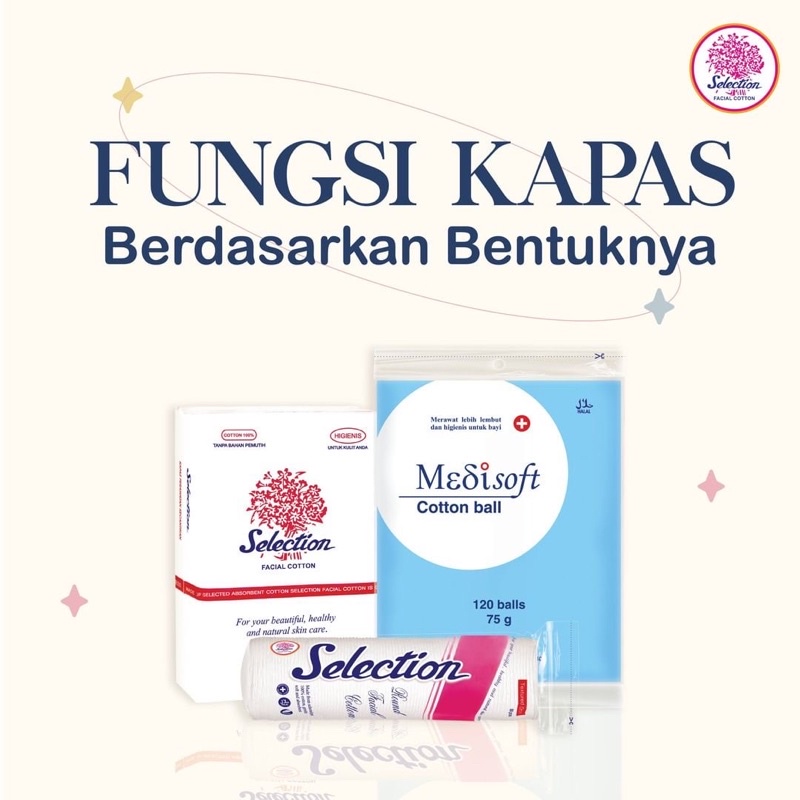 SELECTION Kapas Wajah Kecantikan Tebal, Tipis, Oval, Bulat | Cotton Bud | Korek Kuping make Up Remover Micellar Water Toner Cotton Pad