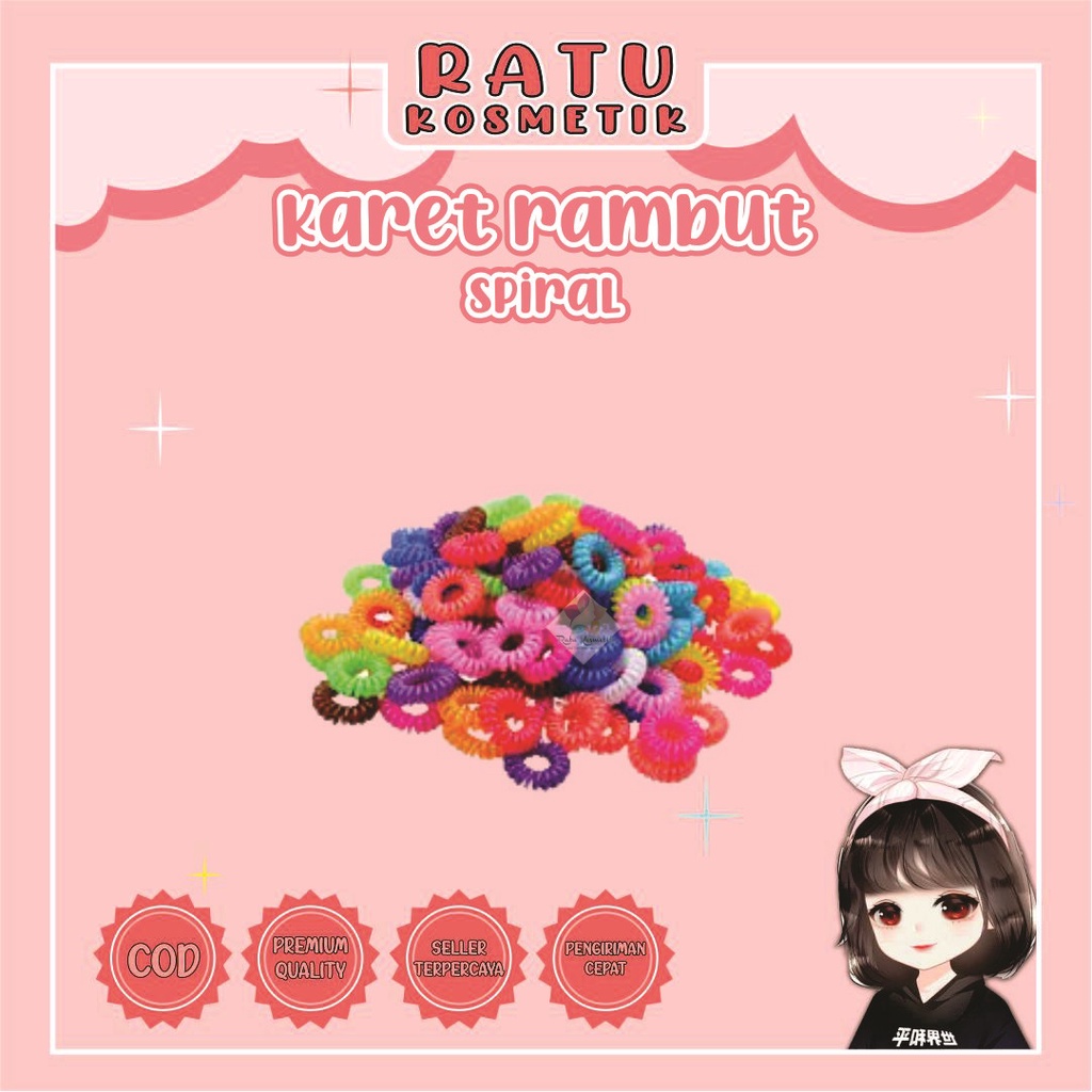 ❤ RATU ❤ Ikat Rambut Spiral Kabel | Kuncir Telepon Karet Kunciran Twist Motif Kain