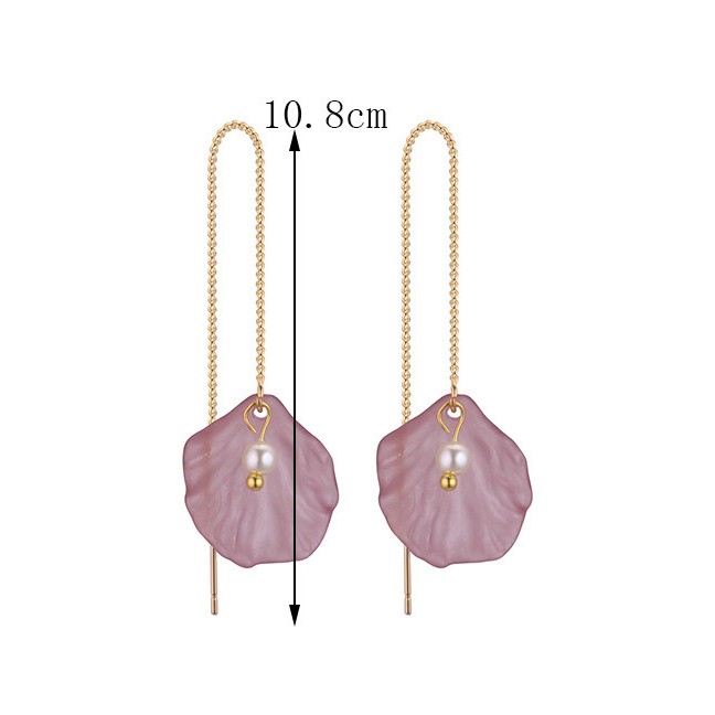 LRC Anting Tusuk Fashion Pink Flower Shape Decorated Y5929X