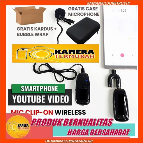 Microphone Mic Clip On Wireless UHF  Prank Vlog Untuk Smartphone HP