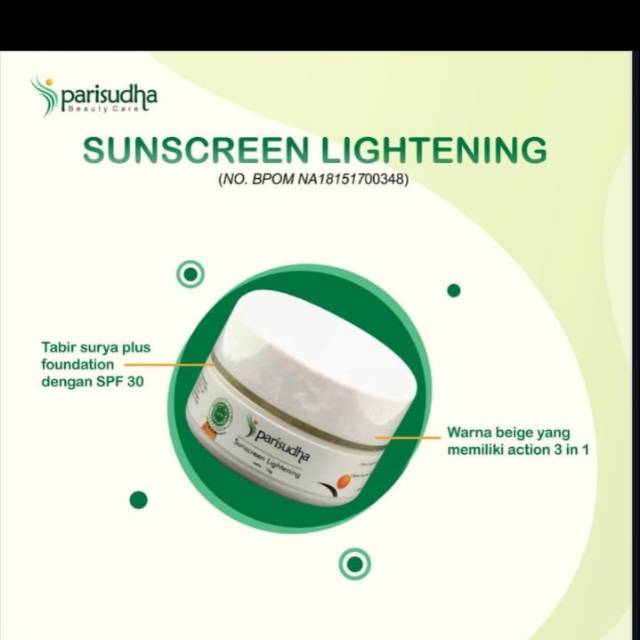 Sunscreen Lightening spf 30 untuk kulit normal BPOM