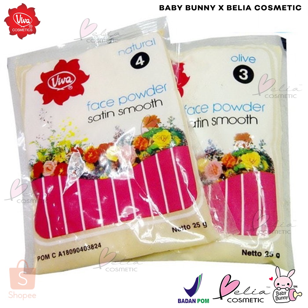 ❤ BELIA ❤ Viva 10 / 15 / 25g Face Powder Satin Smooth Zak Sachet refill bedak tabur Besar Mini Super | BABY BUNNY