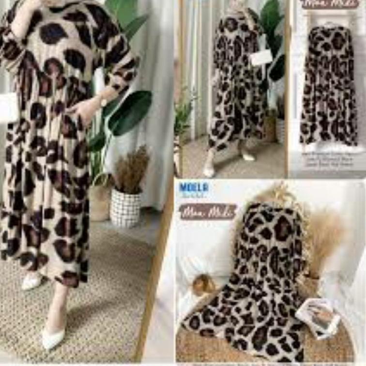 (COD-RK3F MOA MIDI DRESS RAYON MOTIF LEOPARD MACAN LONG TUNIK VIRAL KEKINIAN BAJU REMAJA DAILY OUTFI
