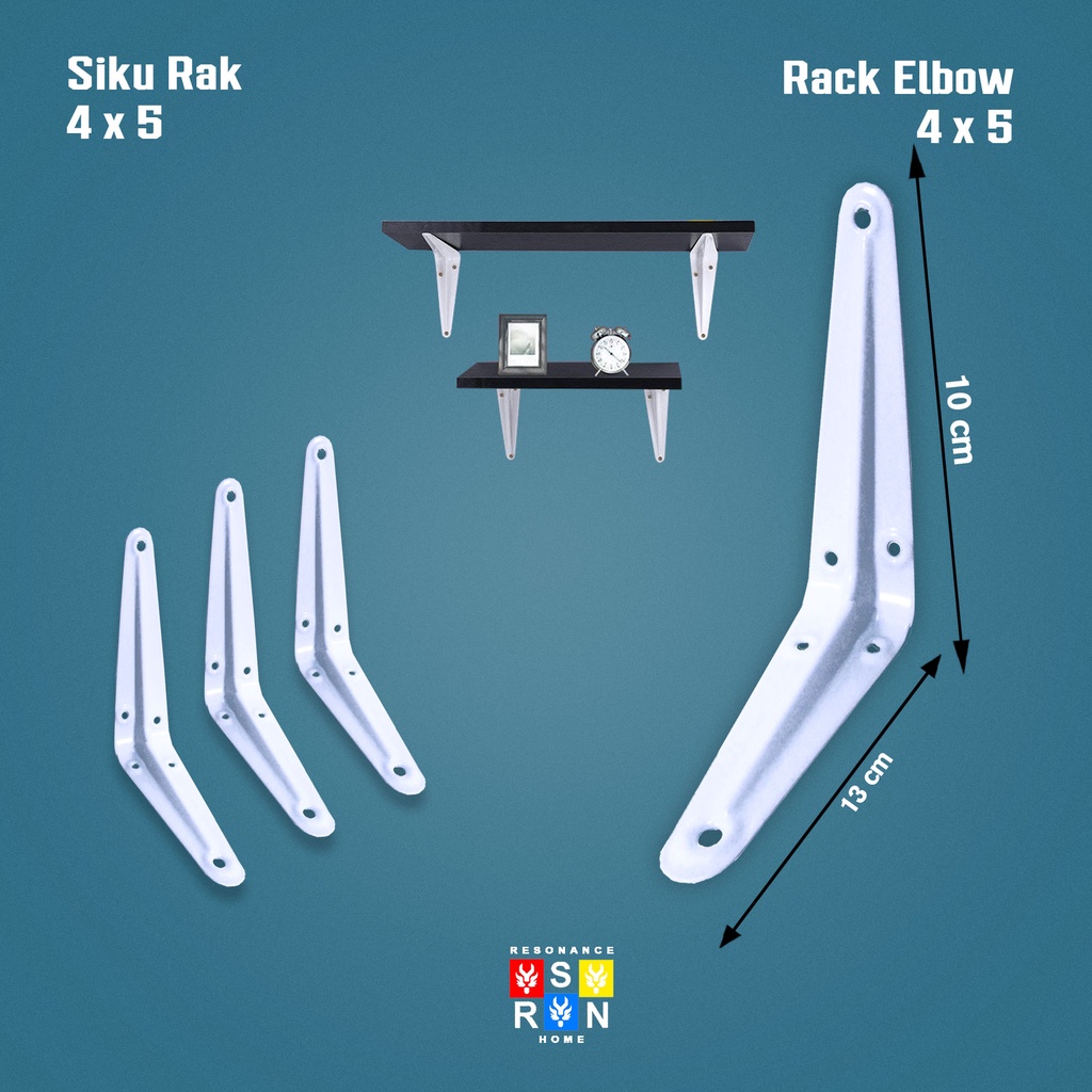 Siku Rak Besi L Putih Uk. 4x5 Inch l Shelf Bracket l Penyangga Ambalan Resonance Home