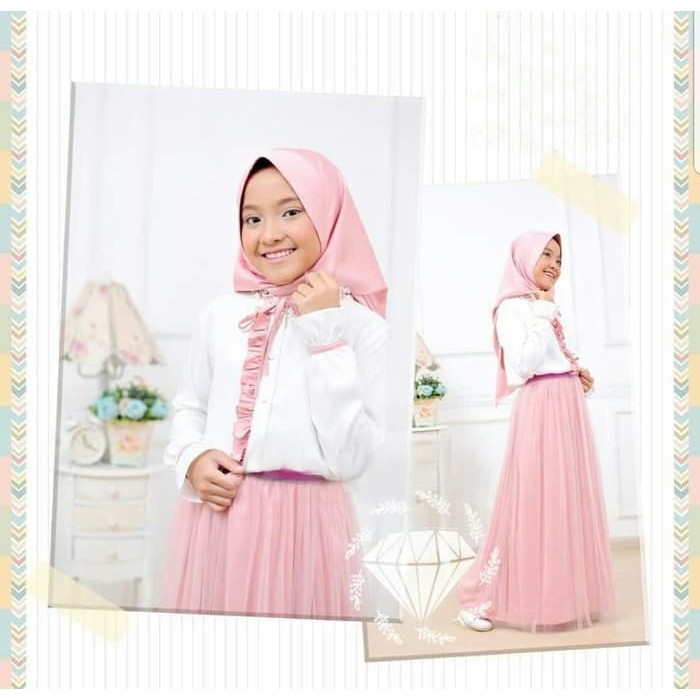 Set 3in1 Baju Muslim Anak Tanggung Cantik, Atasan+Rok+Jilbab (Jamia Hjb)