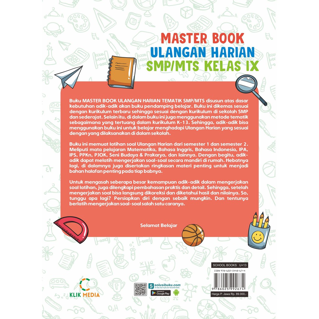 Kelas 9 Smp Mts Master Book Ulangan Harian Shopee Indonesia