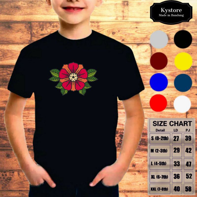 Kaos Anak Laki-laki Motif Flower, Bahan Combad 30s - Size S,M,L,XL,XXL