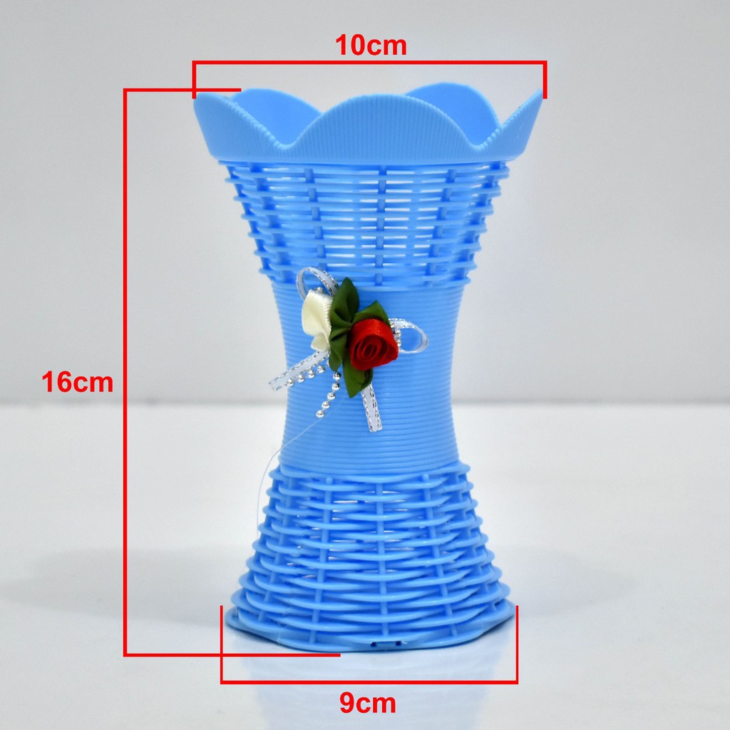 COD POT BUNGA PLASTIK VAS BUNGA PLASTIK POT BUNGA ROTTAN POT BUNGA HIASAN MEJA VAS  ROTTAN PB5013-2