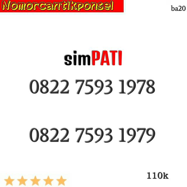 Nomor cantik simpati 0822 seri tahun 1978 1979 rapi #ba20