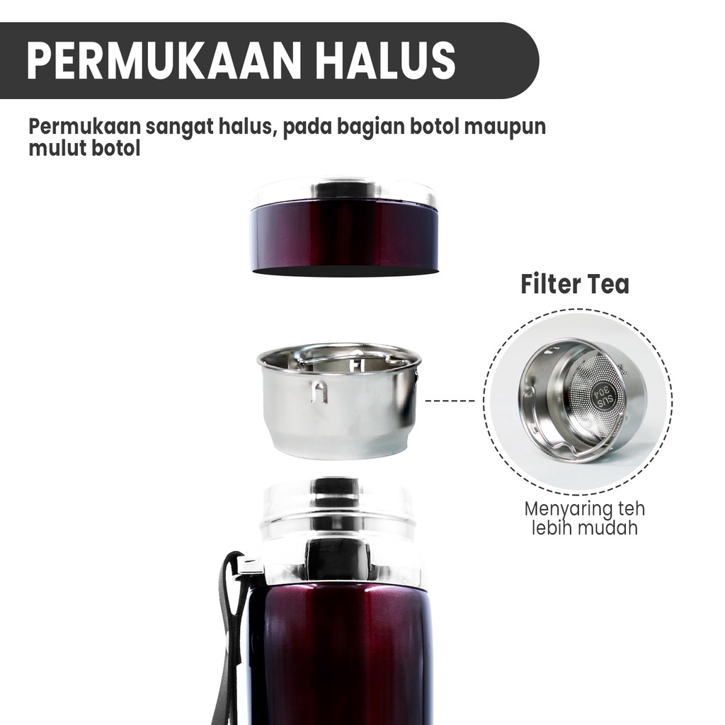 Sport Vaccuum Cup Stainless Steel SUS 316 Tahan Panas dan Dingin 600ml/800ml/1000ml