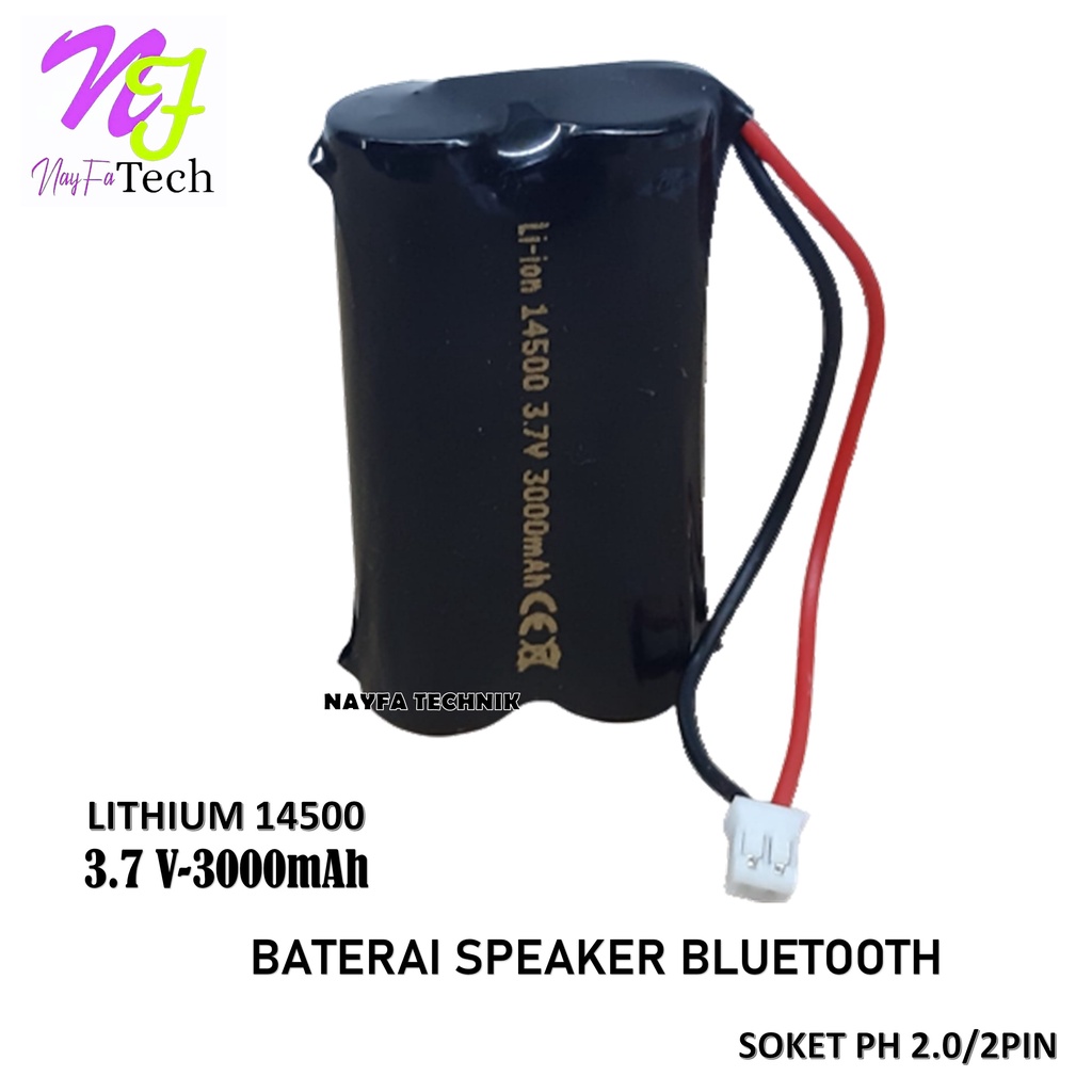 Jual Baterai speaker Bluetooth Lithium 2x14500 Soket PH 2.0/2Pin 3.7V