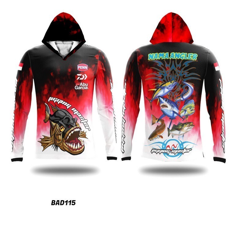 Kaos Baju Jersey Mancing Mania Jigging Master Hoodie Tudung Kerudung Drifit Full Print Lengan Panjan