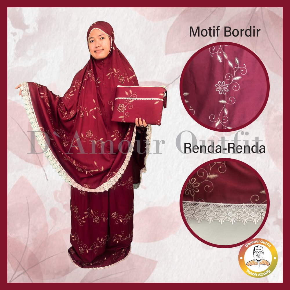 Mukena Travel, Mukena Travelling, Mukena Travelling Dewasa, Mukena Gracella Bordir Rayon Premium