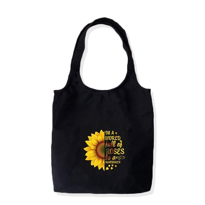 Tote Bag Kanvas Printing Saku Depan Totebag Wanita Model Aestetetic