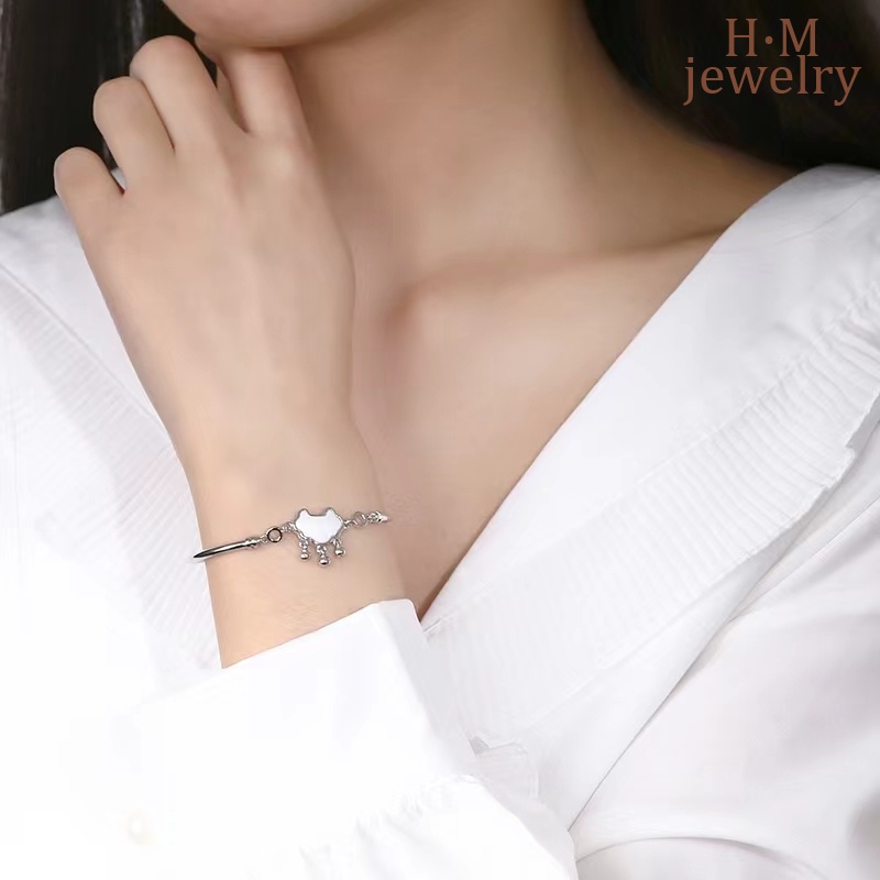 Gelang Tangan Rantai Sterling Silver 925 Dengan Liontin Gembok Untuk Wanita