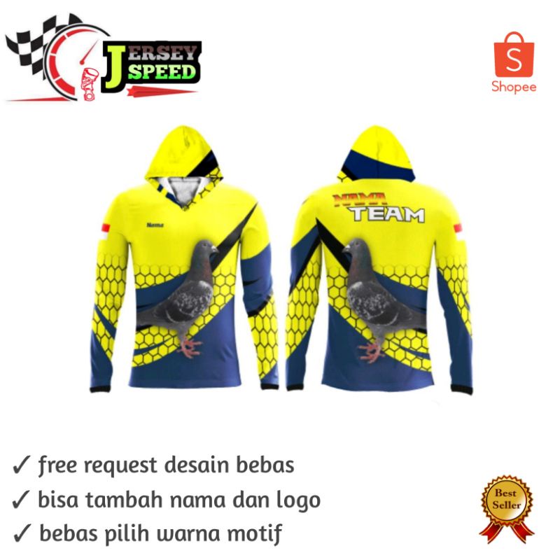 Jersey merpati balap bertopi costom full printing