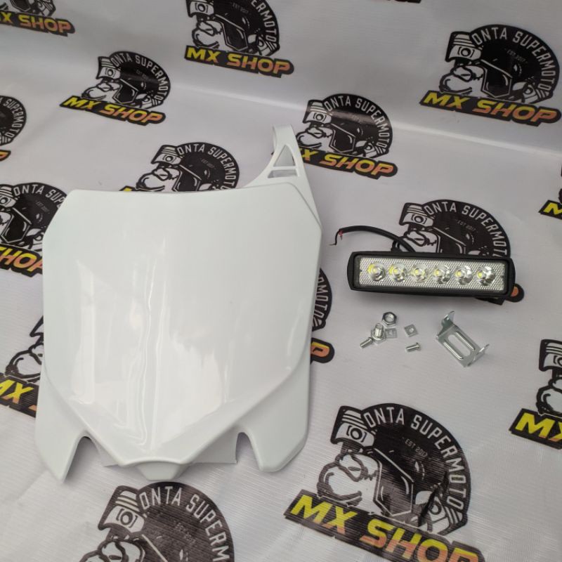 Set papan crf 250 + lampu led bar 6 mata pnp klx crf dtracker-Papan putih + lampu