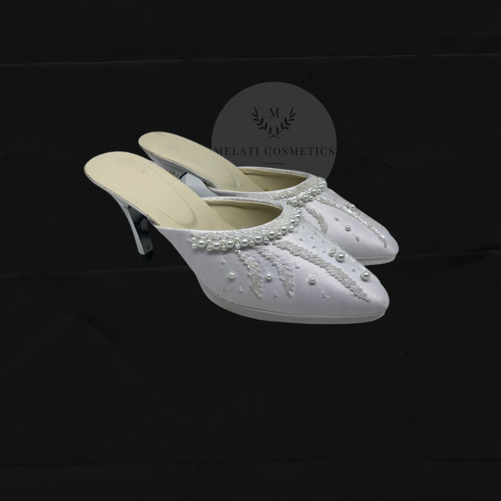 Slop Pengantin Payet 7 CM Set Selop Manten Set Sepatu Wedding Penganten Perempuan Wanita Heels Pria