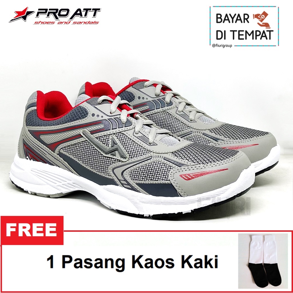 FIURI – Pro ATT Original – MC 52 Abu Merah 39-43 - Sepatu Kets Pria - Sepatu Sneakers Pria - Sepatu Olahraga Sport Pria - Sepatu Casual Kanvas - Sepatu Jogging Lari Fitness Gym Senam Pria - Sepatu Anak Laki-Laki Cowok - Sepatu Sekolah Bertali SD SMP SMA