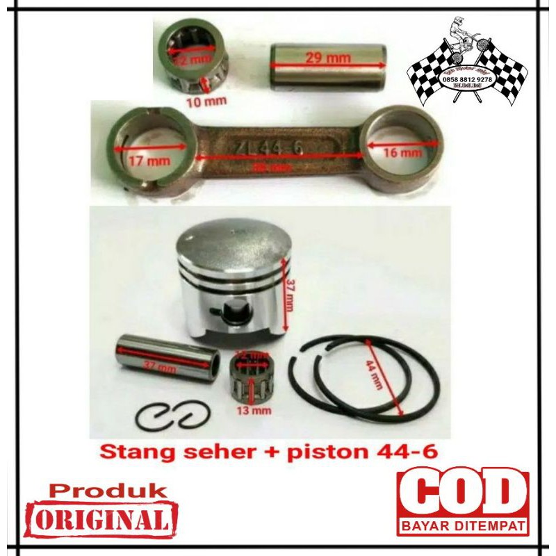 PAKET STANG PISTON 44mm/44-6 MOTOR MINI TRAIL/GP/ATV MESIN RUMPUT 50cc