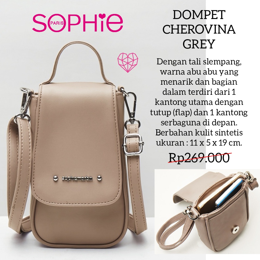 DOMPET CHEROVINA GREY SOPHIE MARTIN PARIS TAS DOMPET HP GREY WANITA WOMAN WALLET