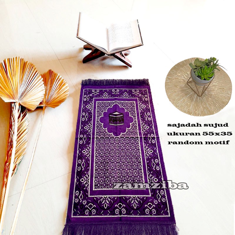 Sajadah Traveling - Sajadah Sujud Ukuran 35x60 cm Bahan Beludru Timbul Perlengkapan Sholat Sejadah Anak Zamziba