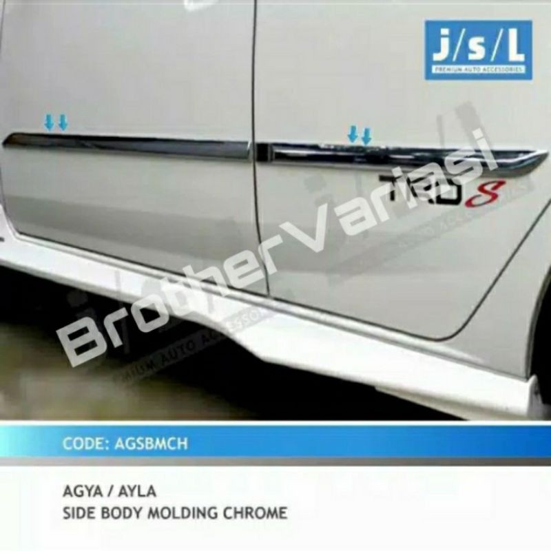 Lis List Body Samping Side Body Molding Chrome Agya Ayla