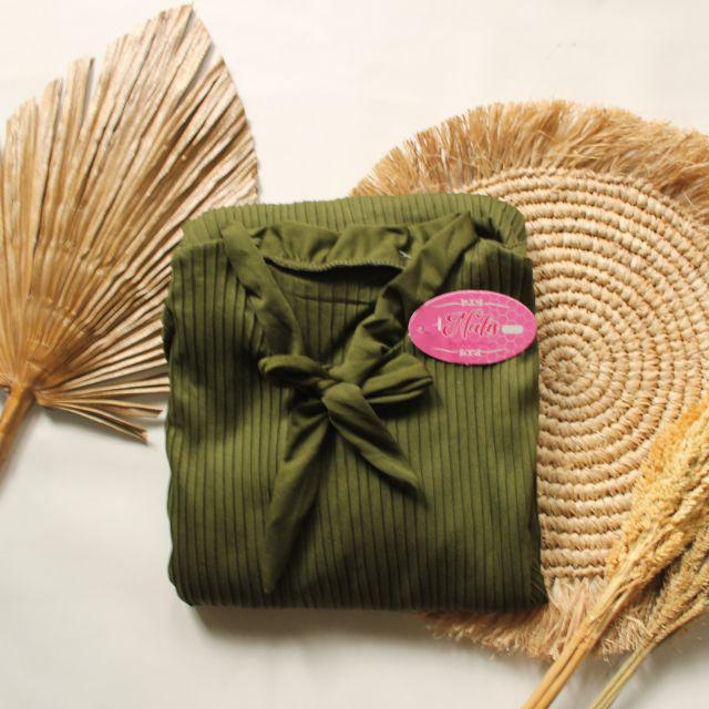 GAMIS PLISKET PITA MAYUNG JUMBO/ GAUDI  LONG DRESS PLISKET/ GAMIS DASI-Army