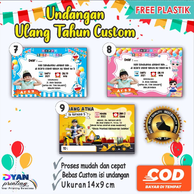 UNDANGAN ULANG TAHUN ANAK CUSTOM, BISA COD/BAYAR DITEMPAT