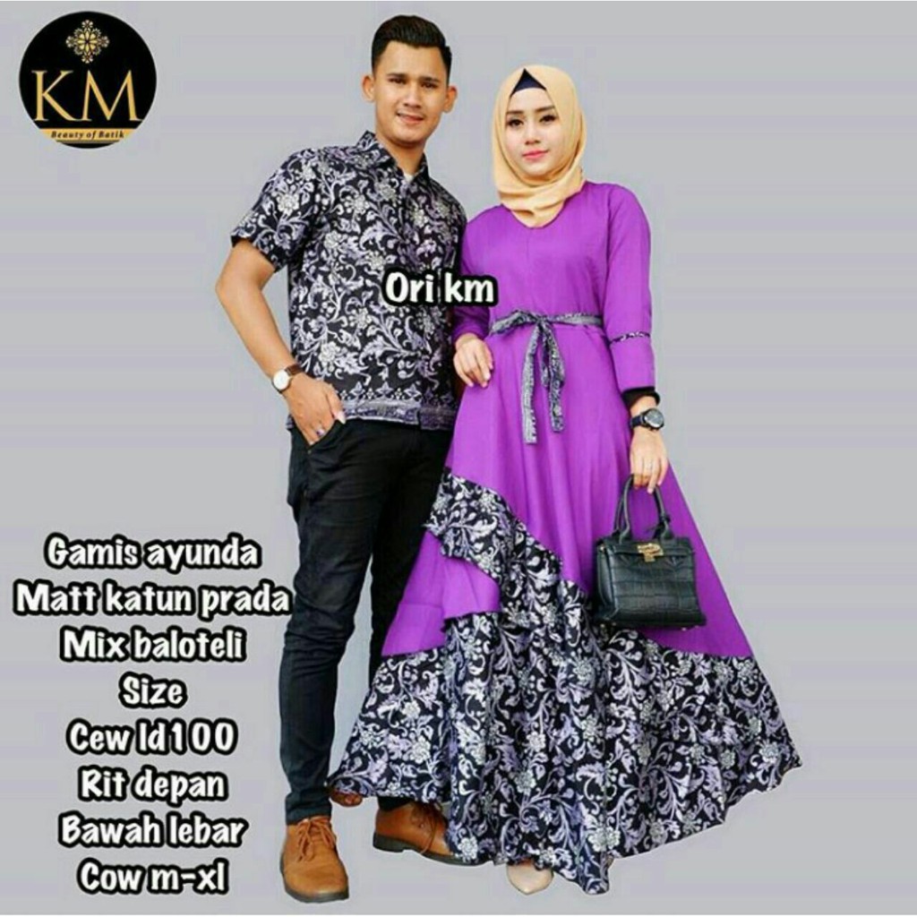CP005 baju couple DILAN batik gamis ayunda grosir seragam pasangan keluarga