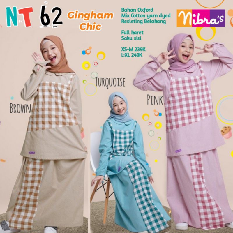 NIBRAS TEEN NT 62 SET BAJU MUSLIM REMAJA / BAJU MUSLIM SETELAN ANAK PEREMPUAN / SETELAN BAJU MUSLIM 
