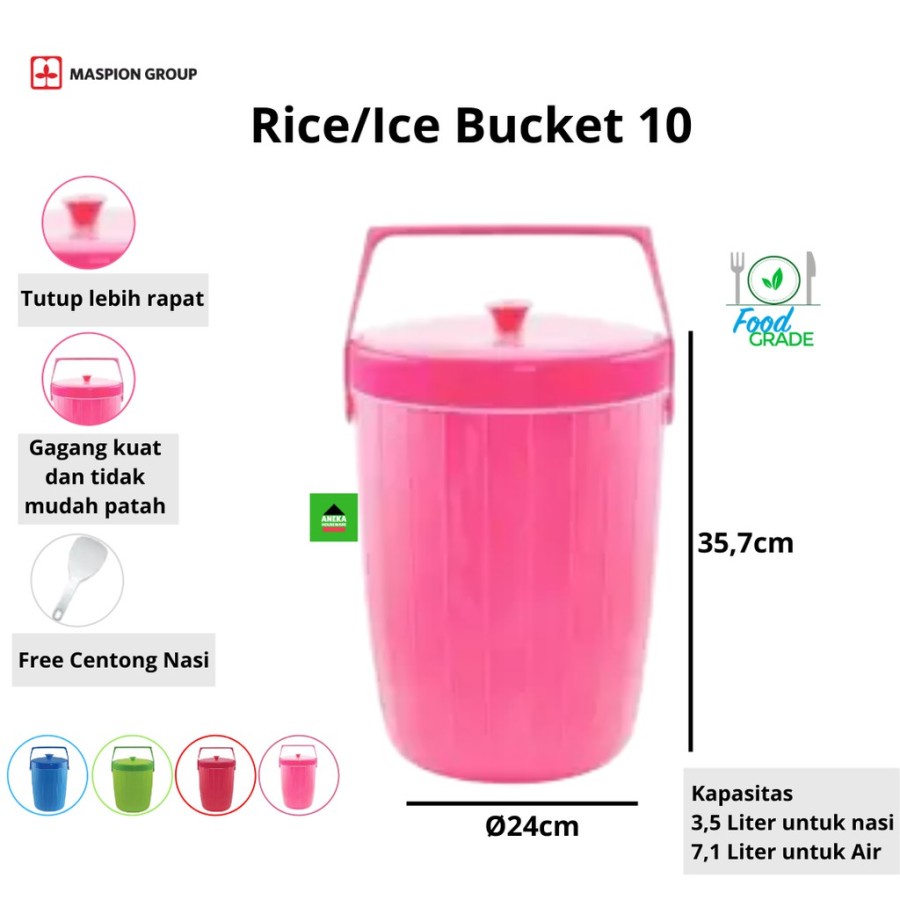 MASPION Ice / Rice Bucket / Tempat Nasi  USA 10 Liter BI 19