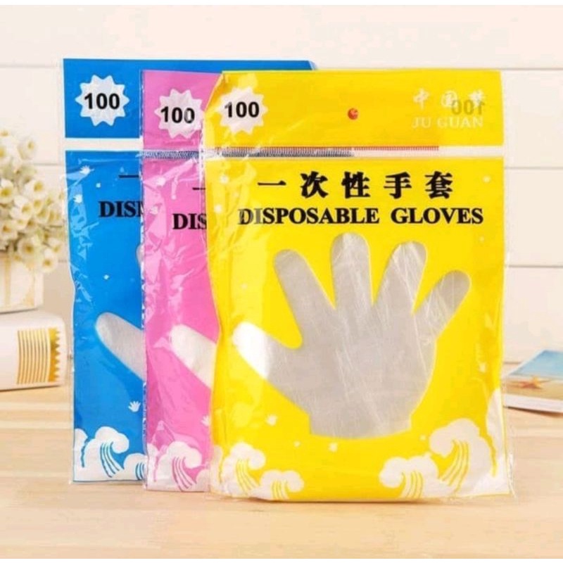 US205 Sarung Tangan Plastik isi 100pc Disposable Plastic Gloves By Toko Haji Usman