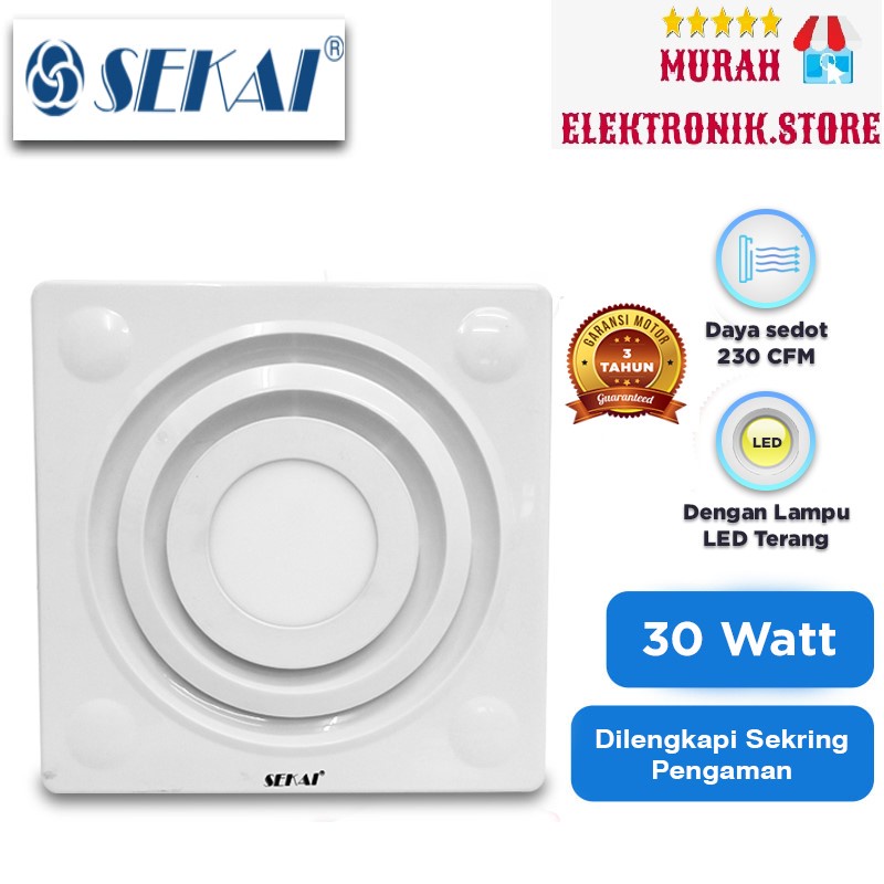 SEKAI Exhaust Fan LED Lightning / Kipas Angin Hexos Plafon Dak Lampu LED- MVF 885 L