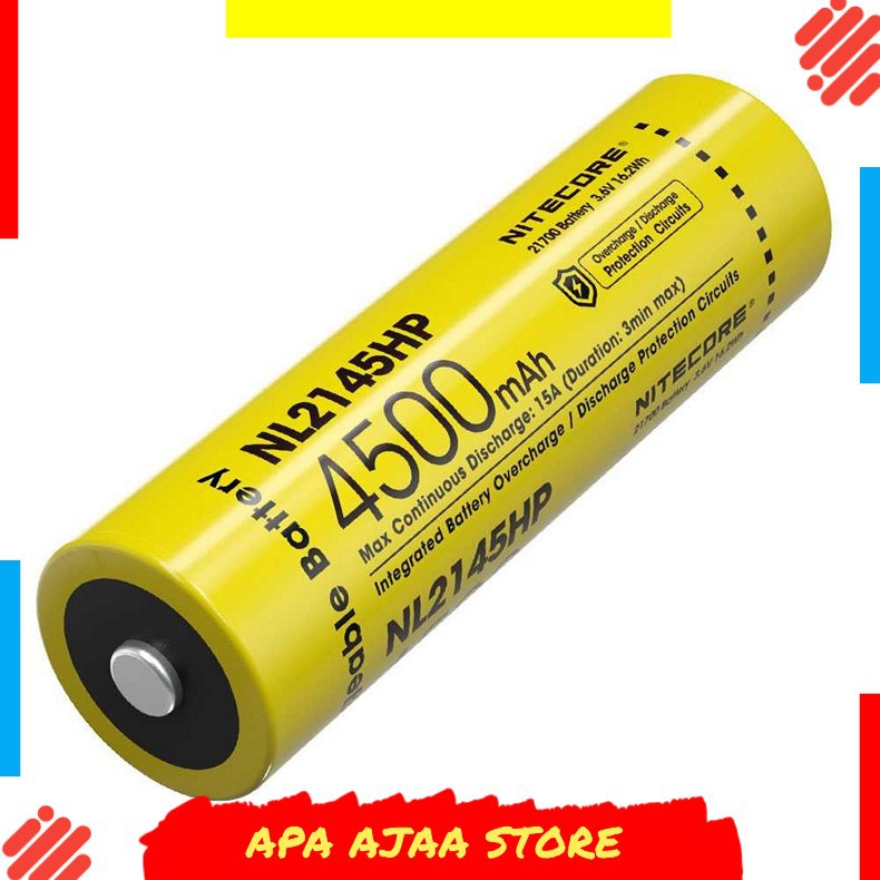 Paling Dicari ! NITECORE 21700 Baterai Li-ion 4500mAh 3.6V 15A - NL2145HP