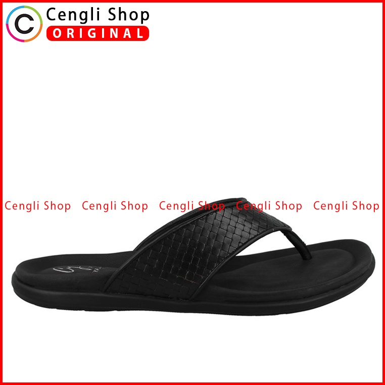 SANDAL JEPIT PAKALOLO PRIA ORIGINAL CASUAL KULIT ASLI HITAM PB04