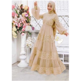 Gamis terbaru gamis wanita modern mewah gamis lebaran 2022 Gamis Maxy Brukat Hasanah Lilac Terlaris 