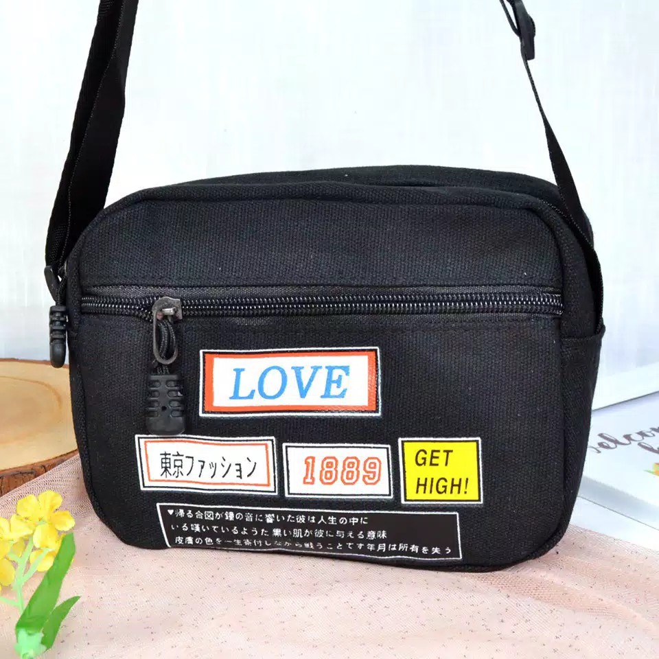 Tas import Love Get High kanvas 1157