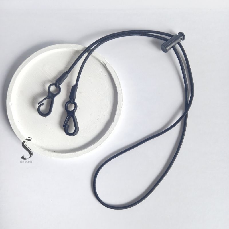 strap masker 2in1 hitam polos (tali masker 2in1)