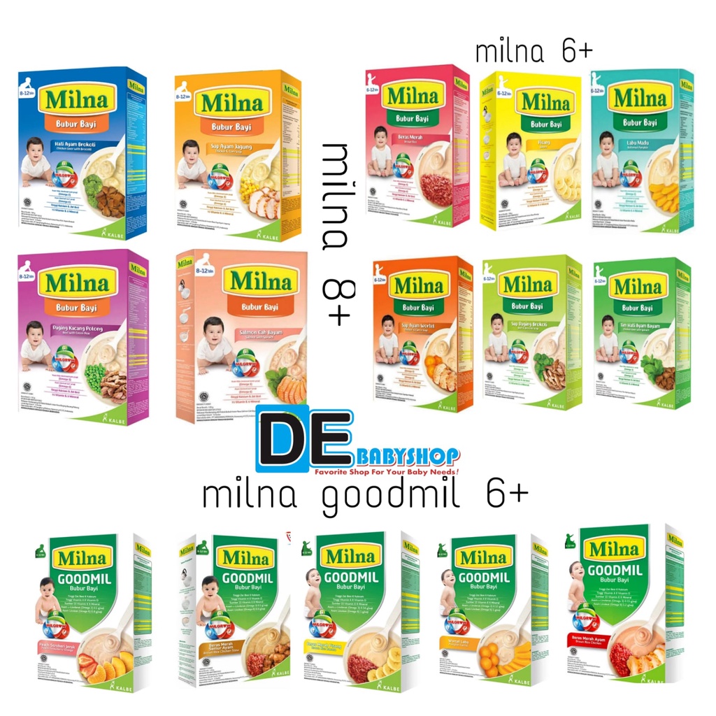 MILNA BOX GOODMIL/ MILNA BUBUR BAYI REGULER BOX 6+/ MILNA BUBUR BAYI BOX 8+ 120gr