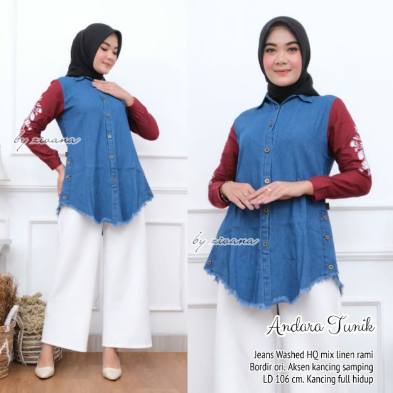 Tunik Jeans bordir //JF823