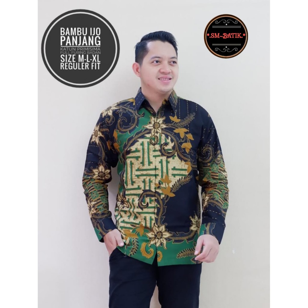 BAMBO IJO BAJU kemeja batik pria lengan panjang terbaru ORIGINAL  PENDEK modern PREMIUM