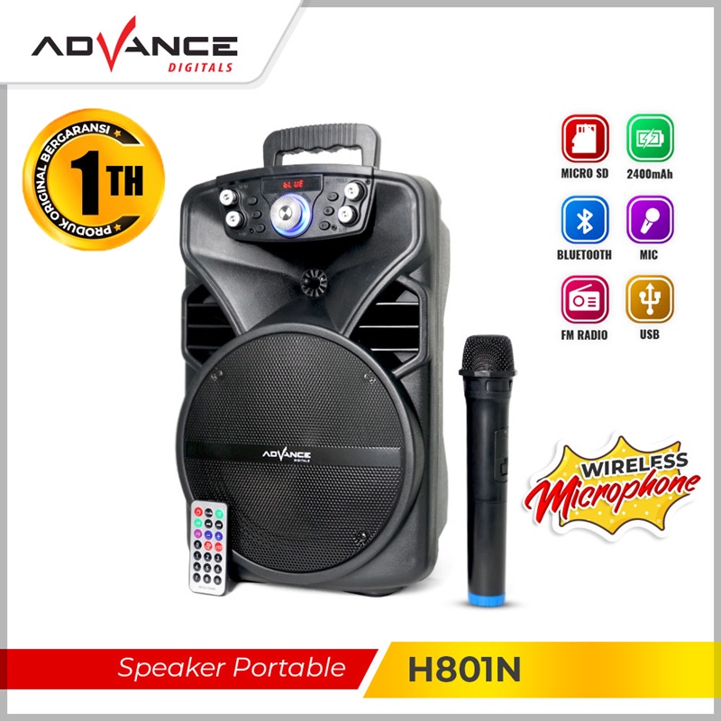 【READY STOCK】Advance Speaker Portable H801N Wireless Black / Mic Wireless