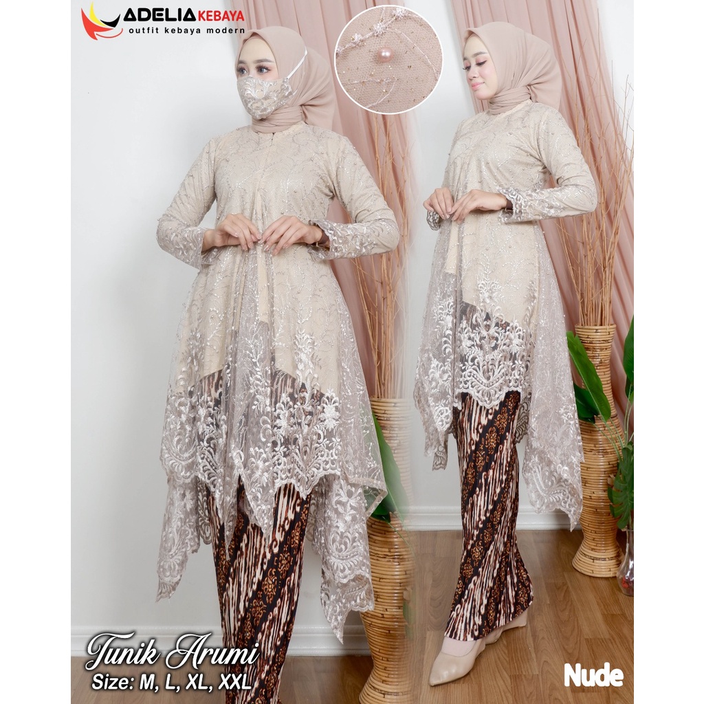 ADE> TUNIK KEBAYA MODERN / BAJU KEBAYA ARUMI / KEBAYA RESLETING DEPAN / BUSUI FRIENDLY CRA SANGHAI-NUDE